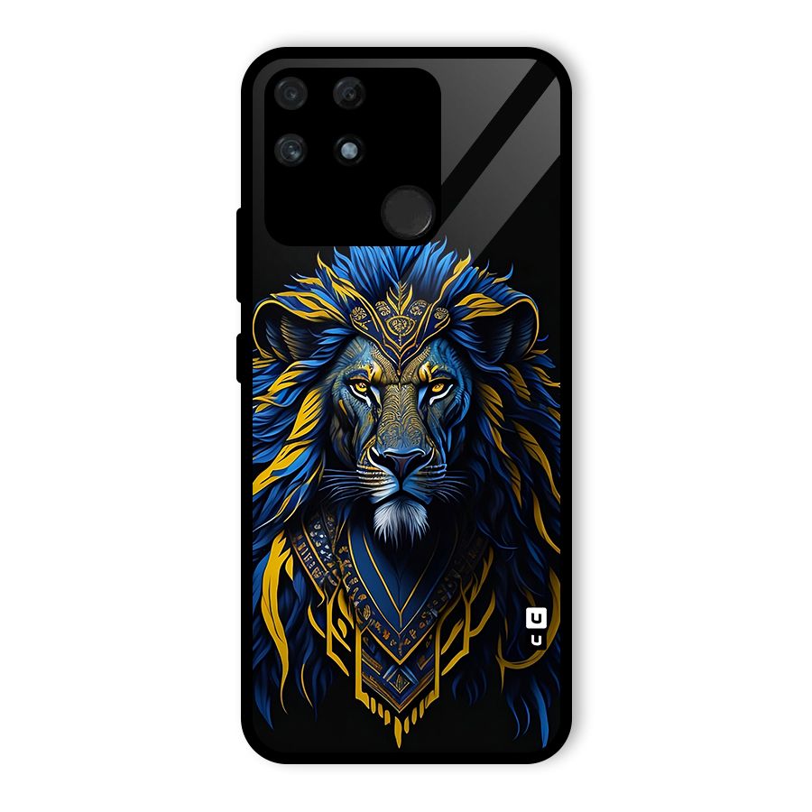 Premium Lion Abstract Portrait Art Glass Back Case for Realme Narzo 50A