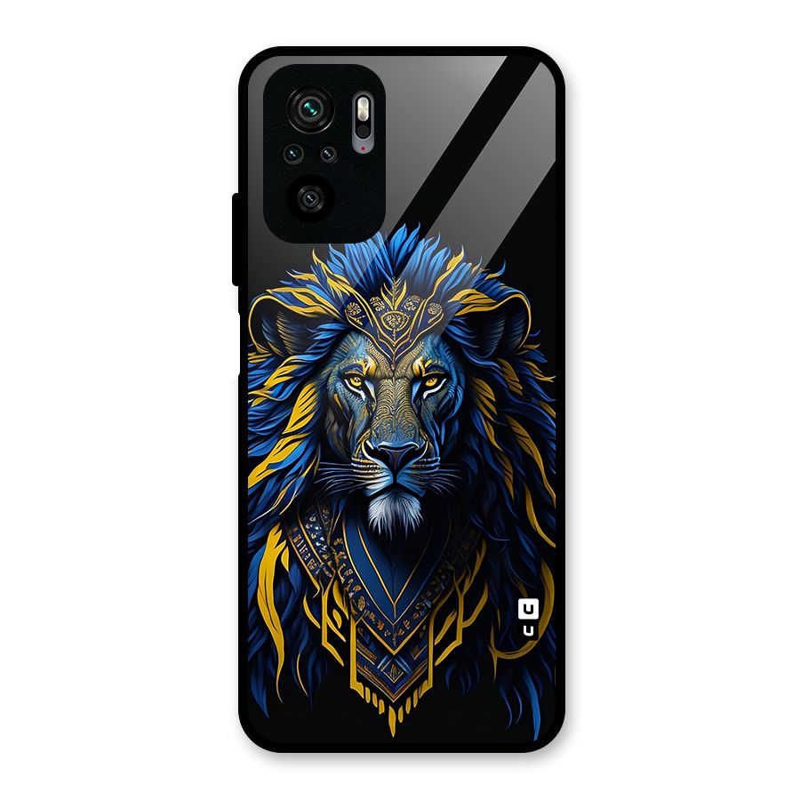 Premium Lion Abstract Portrait Art Glass Back Case for Redmi Note 10S