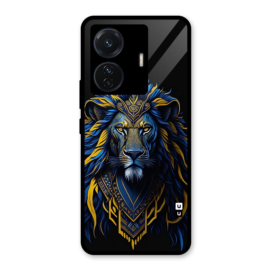 Premium Lion Abstract Portrait Art Glass Back Case for Vivo T1 Pro