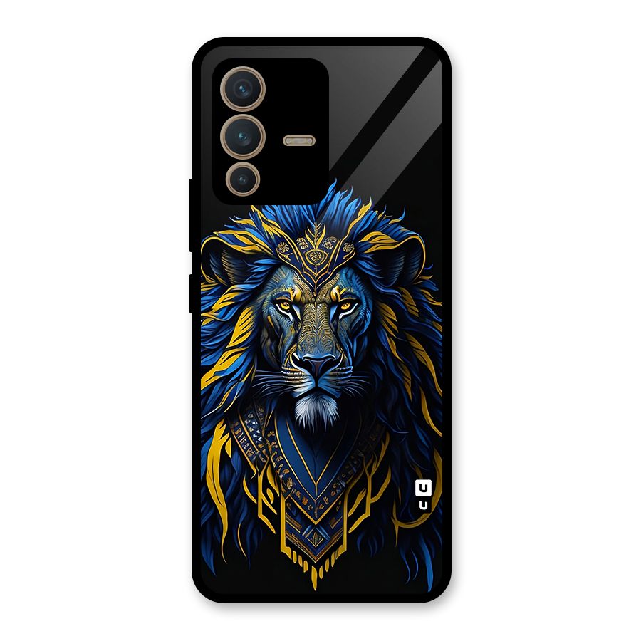 Premium Lion Abstract Portrait Art Glass Back Case for Vivo V23 5G
