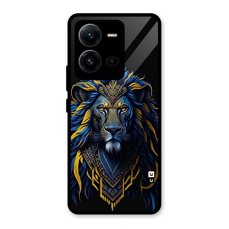 Premium Lion Abstract Portrait Art Glass Back Case for Vivo V25