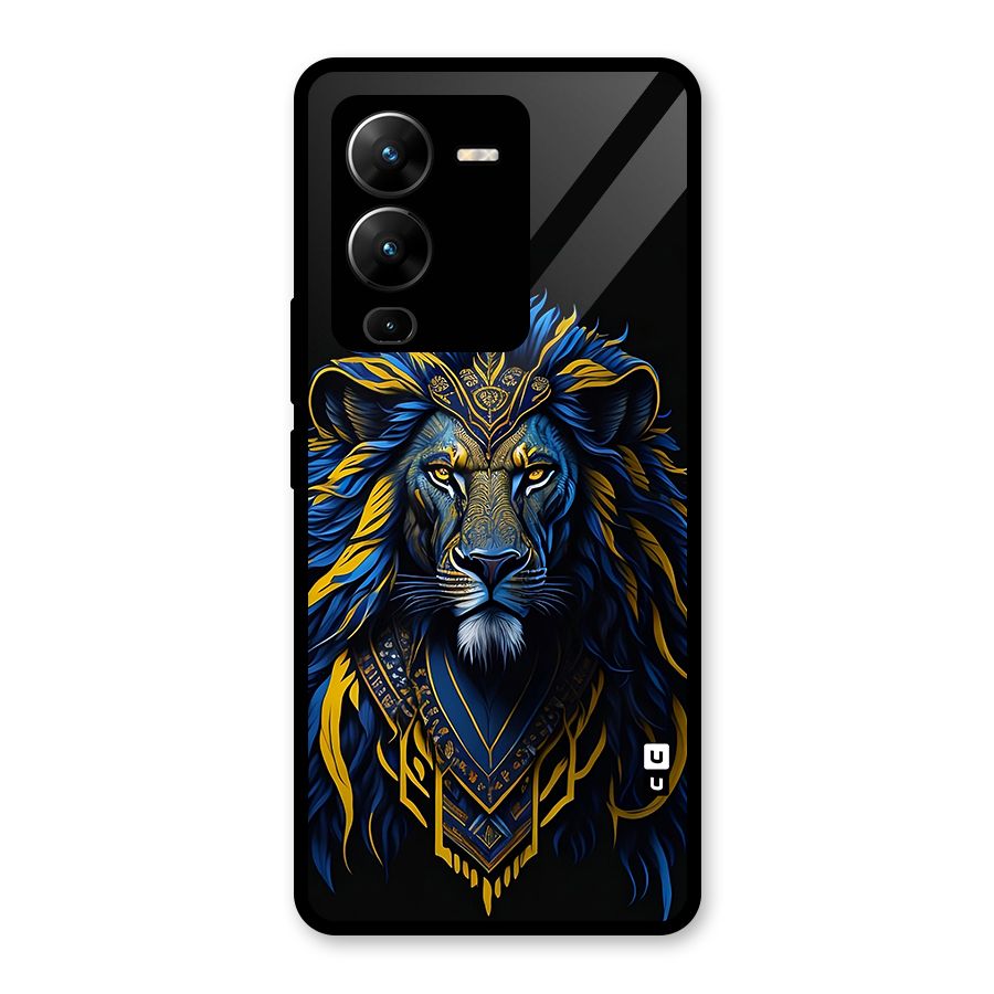 Premium Lion Abstract Portrait Art Glass Back Case for Vivo V25 Pro