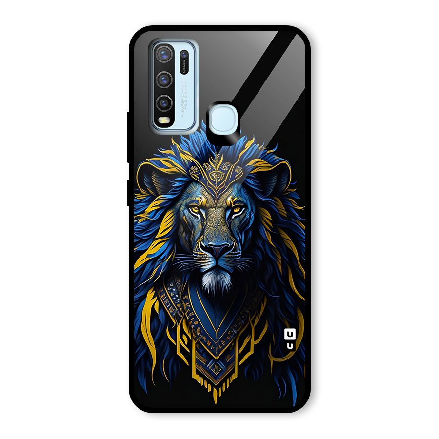 Premium Lion Abstract Portrait Art Glass Back Case for Vivo Y30