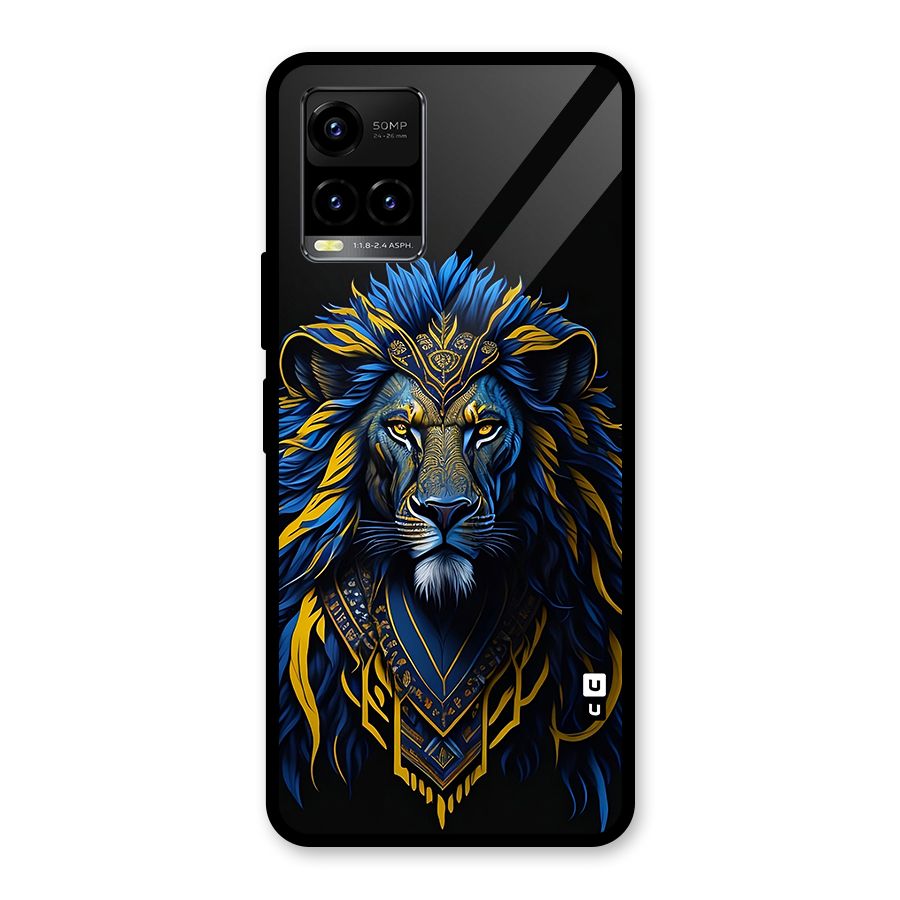 Premium Lion Abstract Portrait Art Glass Back Case for Vivo Y33s