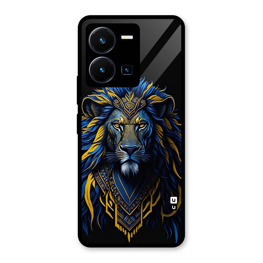 Premium Lion Abstract Portrait Art Glass Back Case for Vivo Y35