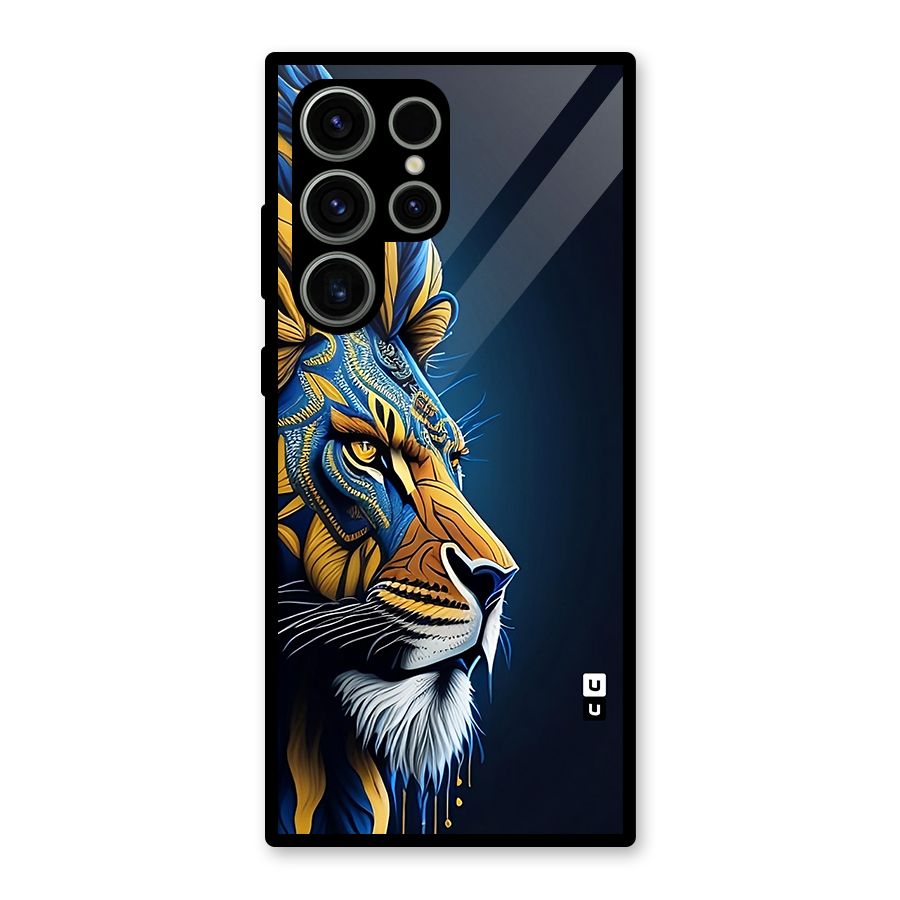 Premium Lion Abstract Side Art Glass Back Case for Galaxy S23 Ultra