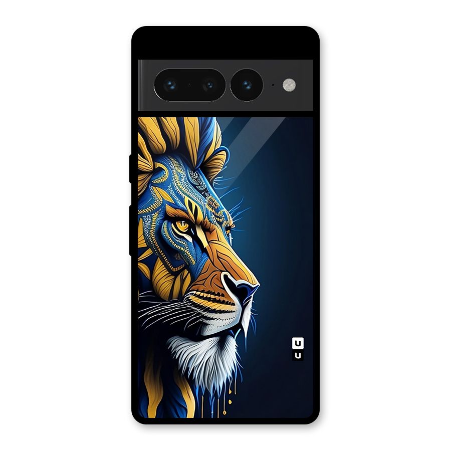 Premium Lion Abstract Side Art Glass Back Case for Google Pixel 7 Pro
