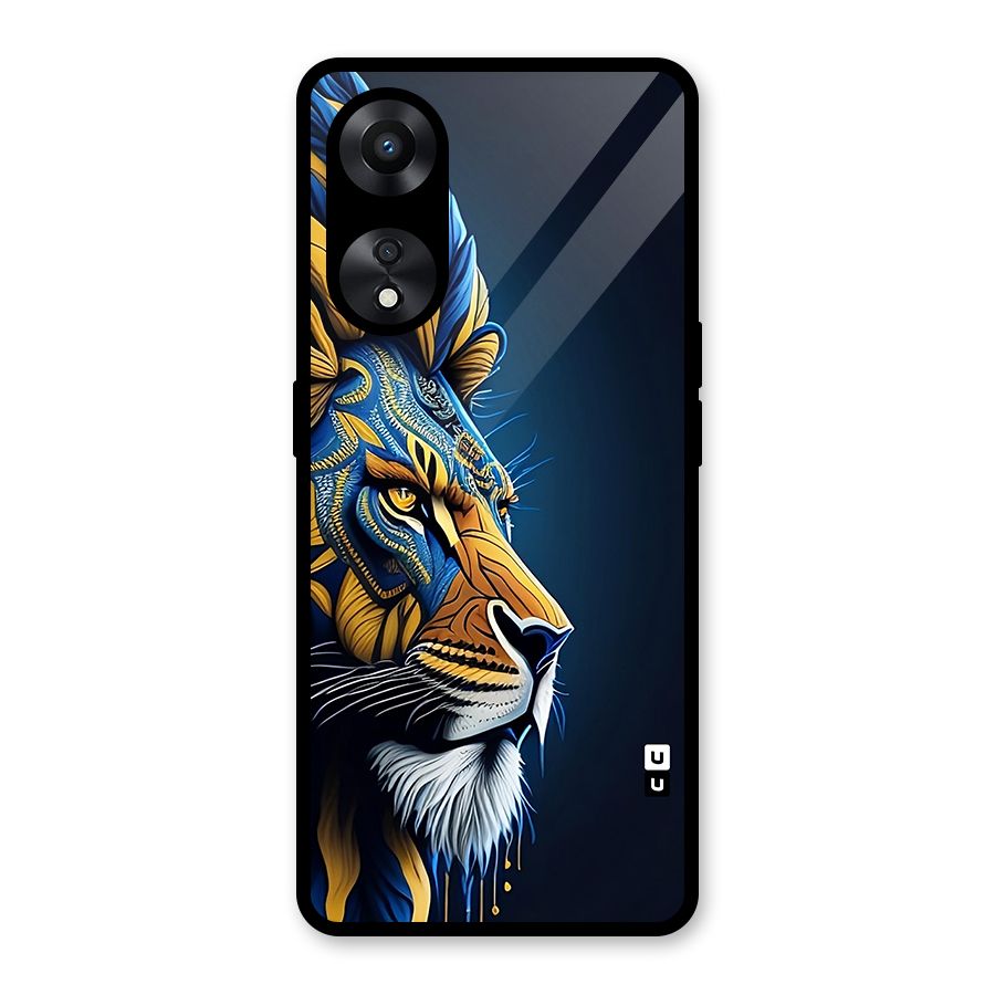 Premium Lion Abstract Side Art Glass Back Case for Oppo A78