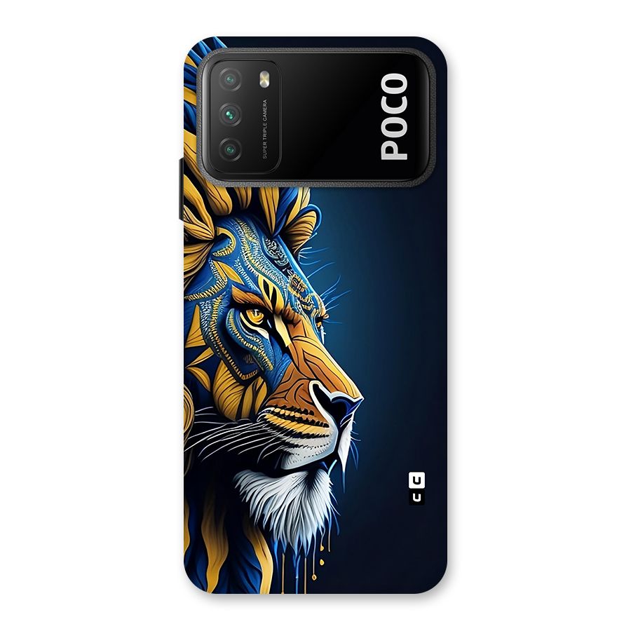 Premium Lion Abstract Side Art Back Case for Poco M3