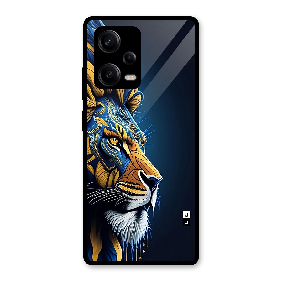 Premium Lion Abstract Side Art Glass Back Case for Redmi Note 12 Pro