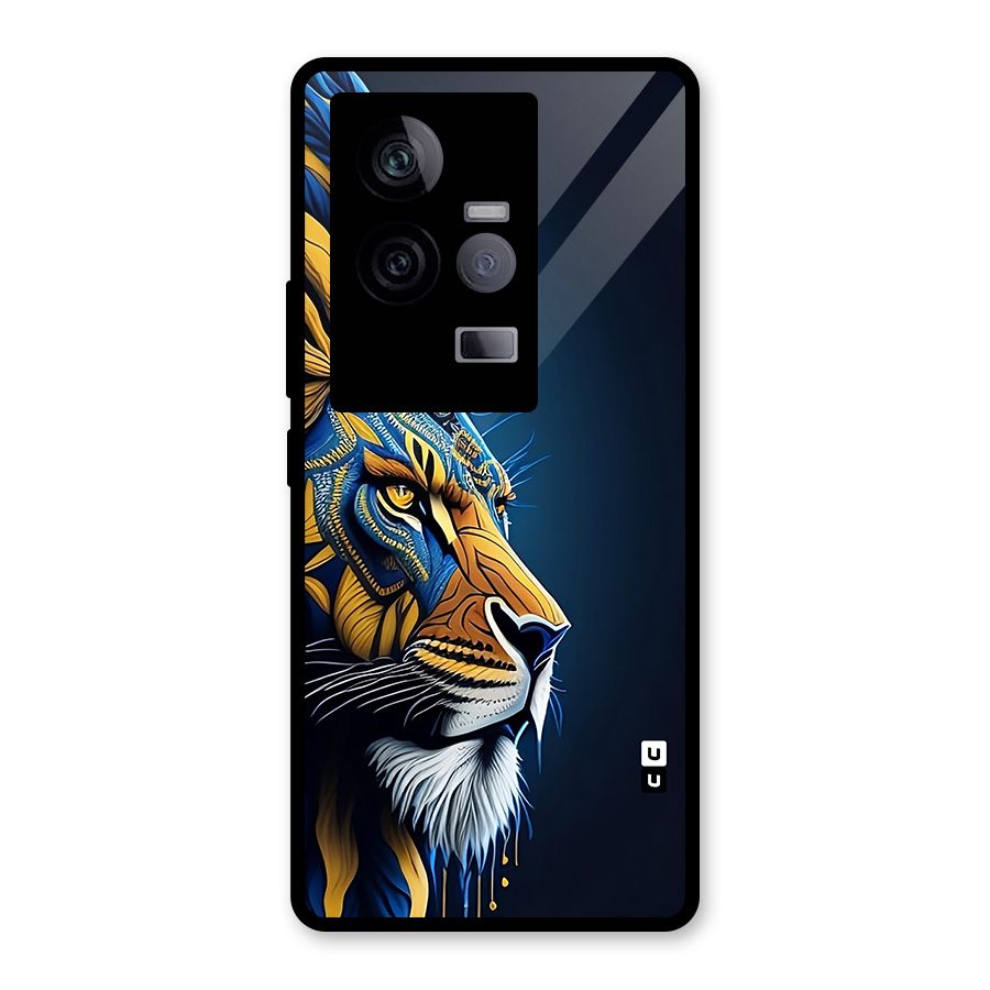 Premium Lion Abstract Side Art Glass Back Case for Vivo iQOO 11 5G