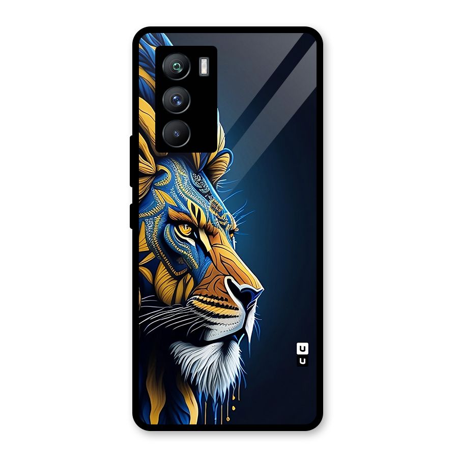Premium Lion Abstract Side Art Glass Back Case for Vivo iQOO 9 SE