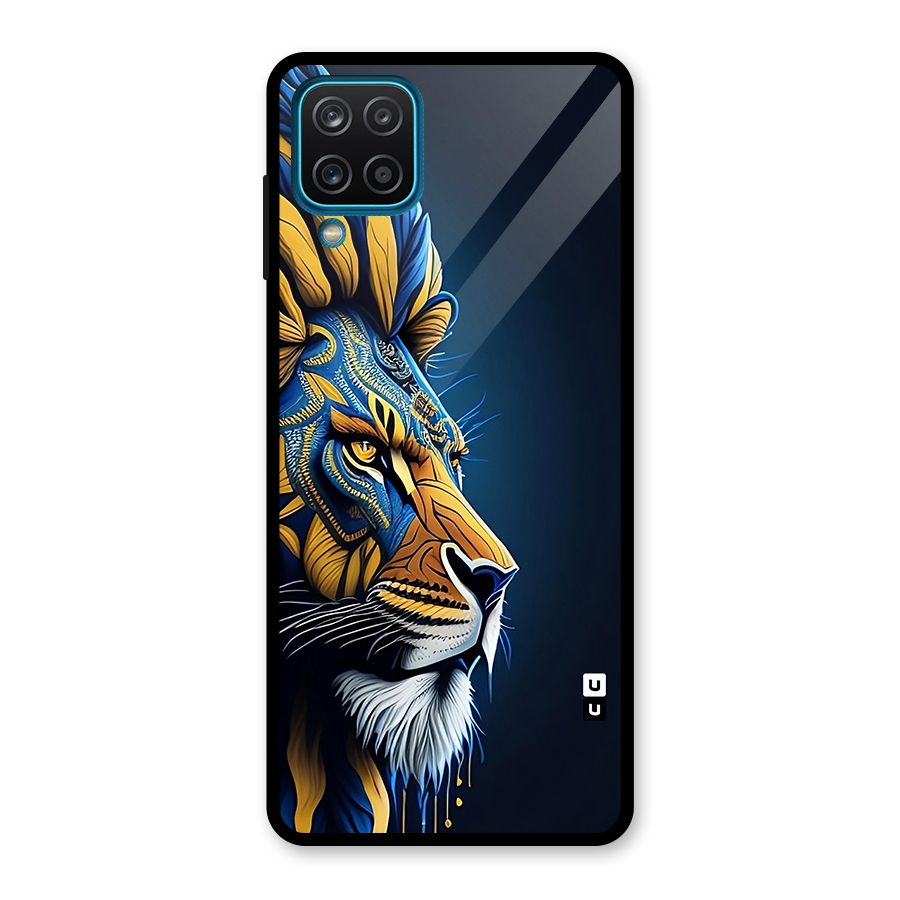 Premium Lion Abstract Side Art Glass Back Case for Galaxy A12