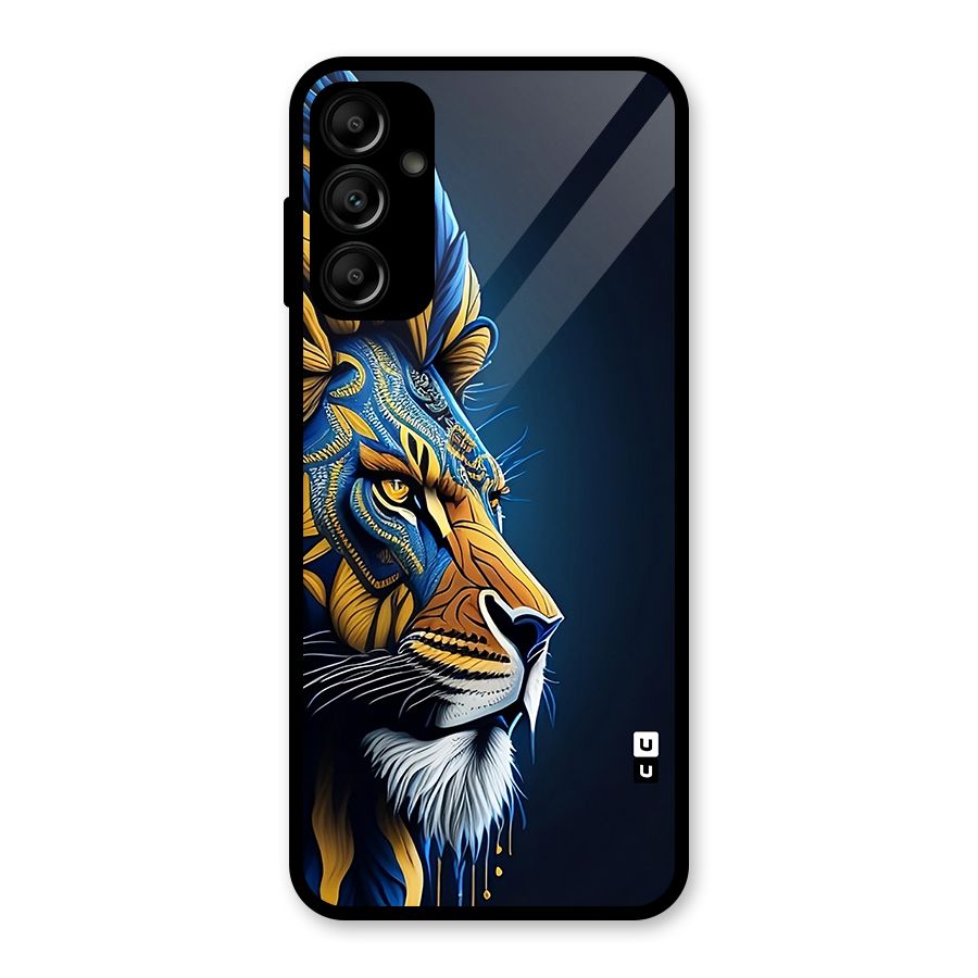 Premium Lion Abstract Side Art Glass Back Case for Galaxy A14 5G
