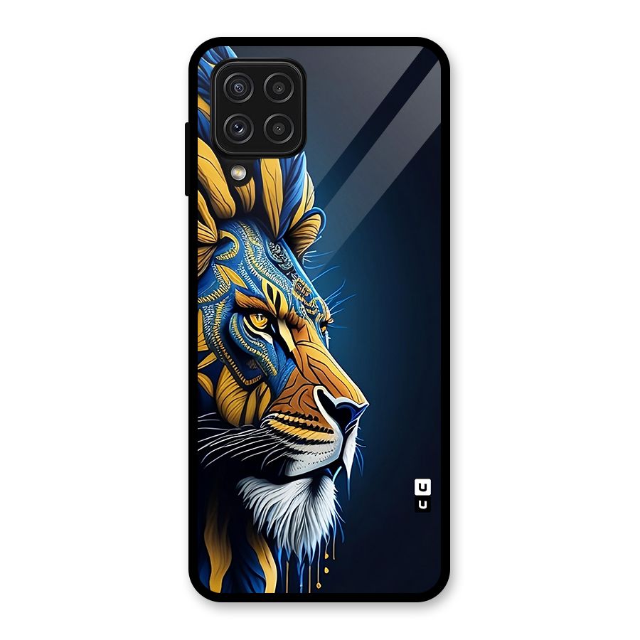 Premium Lion Abstract Side Art Glass Back Case for Galaxy A22 4G