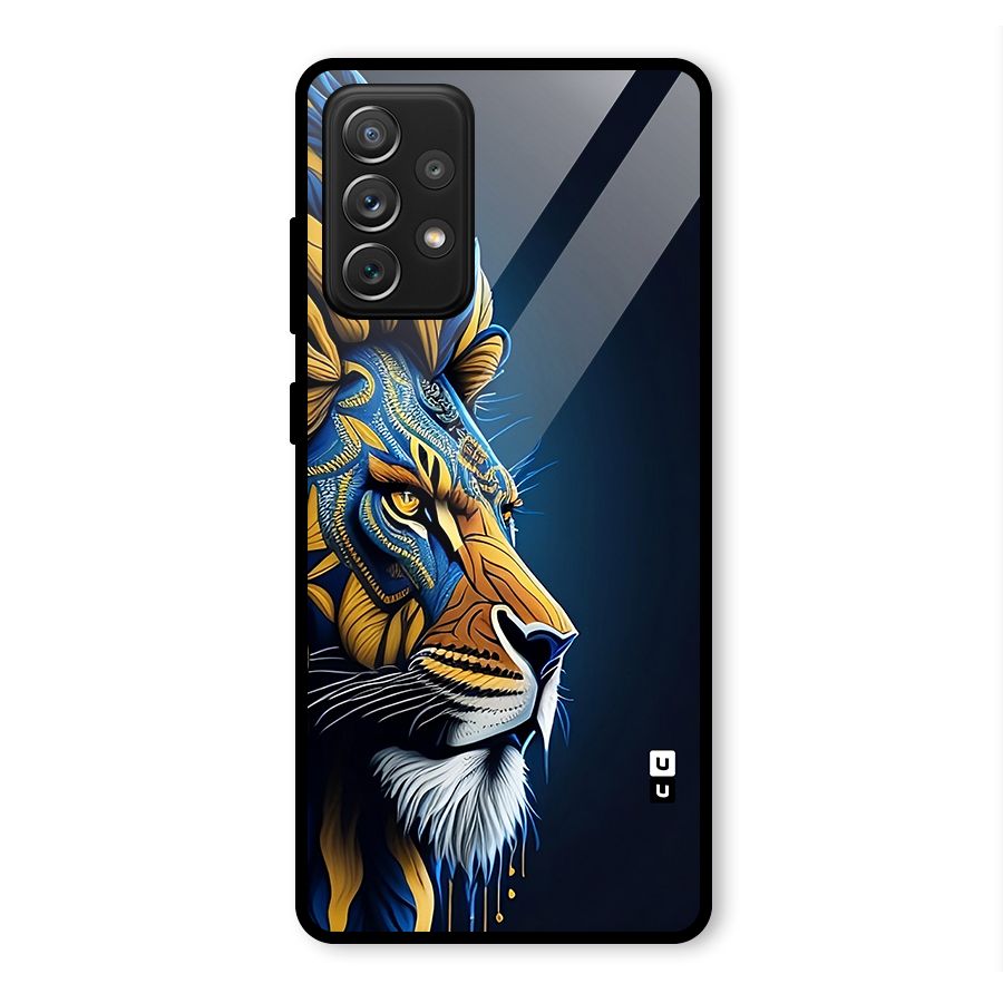 Premium Lion Abstract Side Art Glass Back Case for Galaxy A72