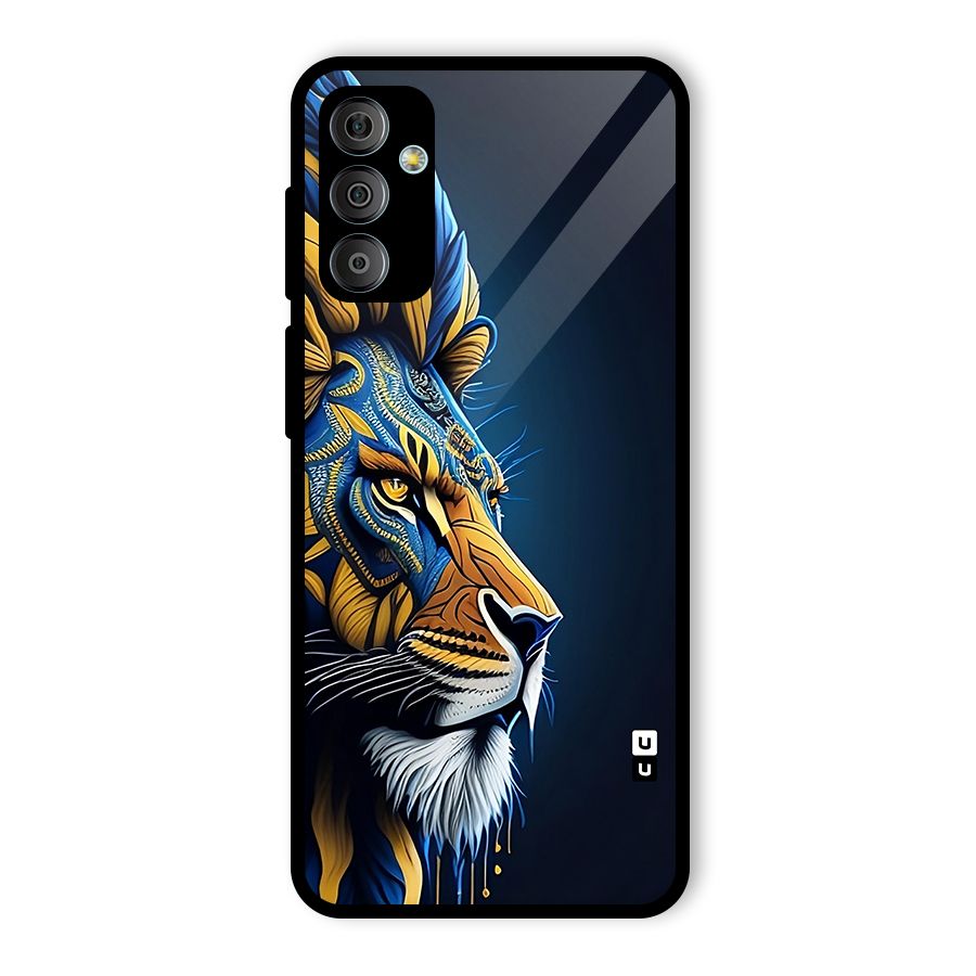 Premium Lion Abstract Side Art Glass Back Case for Galaxy F23