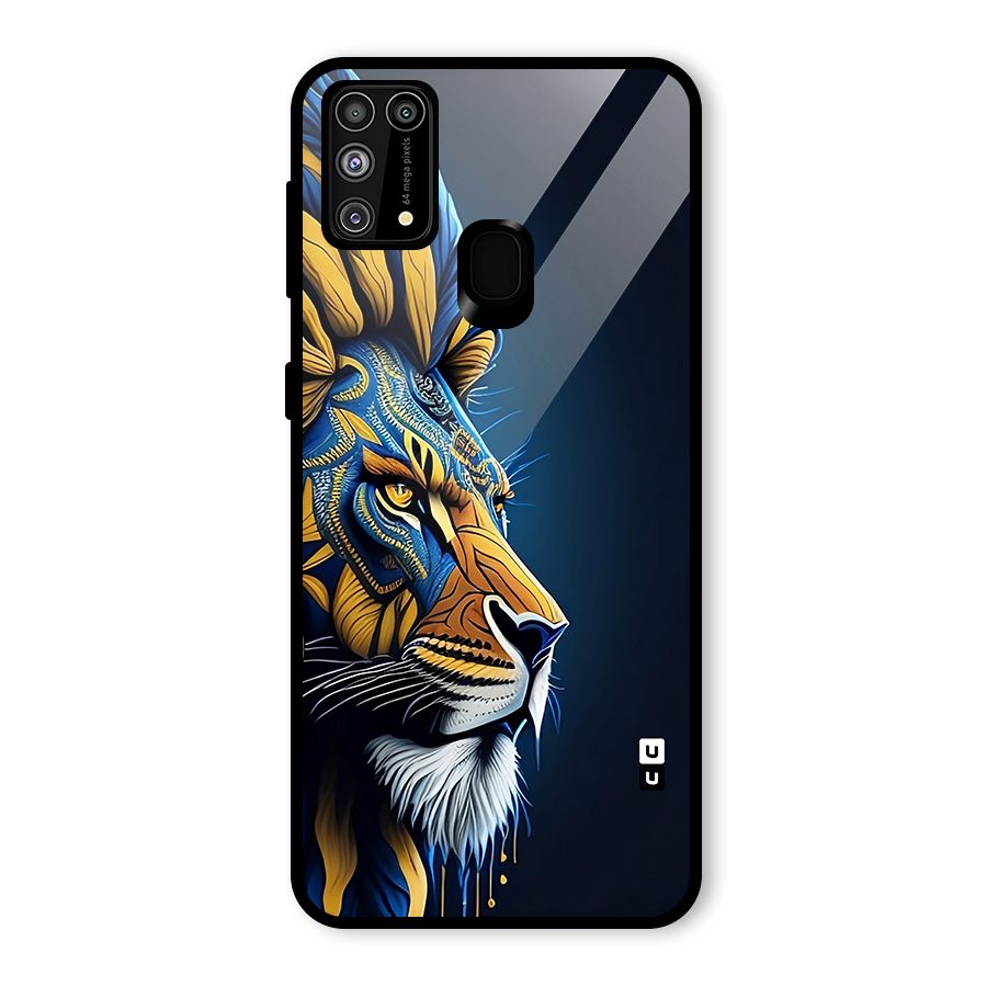Premium Lion Abstract Side Art Glass Back Case for Galaxy F41