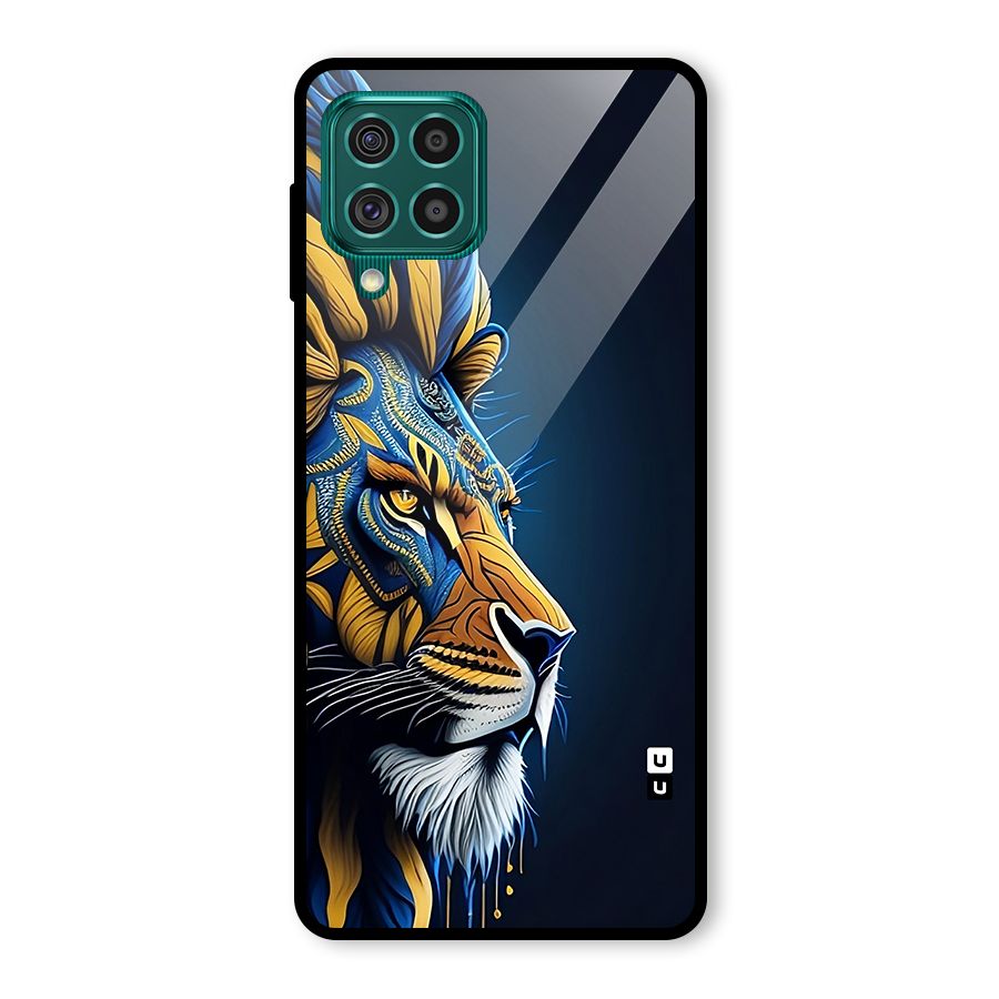 Premium Lion Abstract Side Art Glass Back Case for Galaxy F62