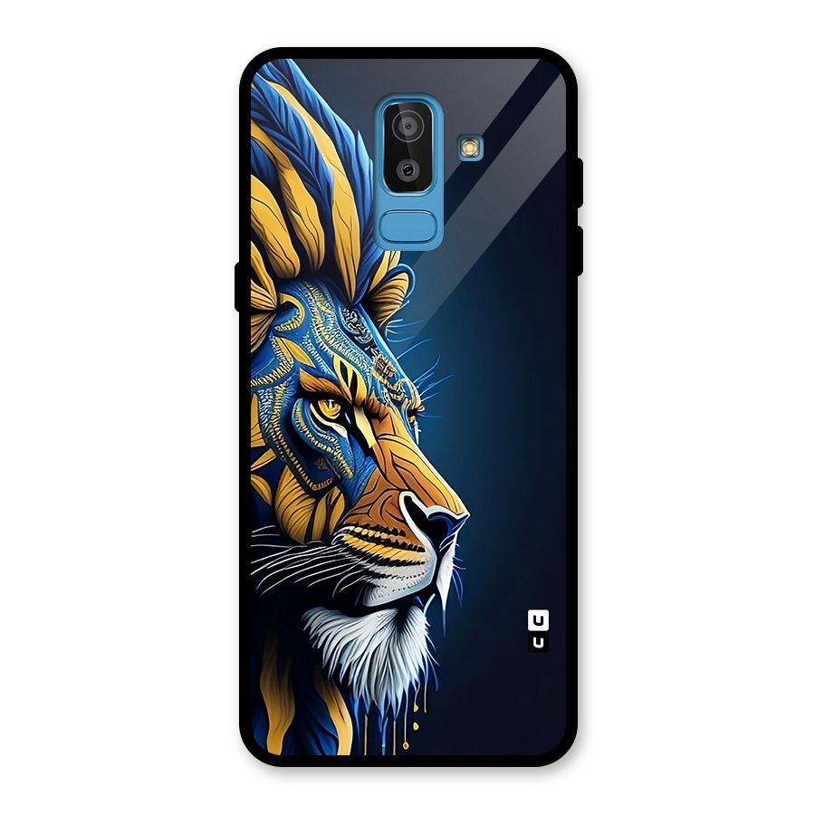 Premium Lion Abstract Side Art Glass Back Case for Galaxy J8