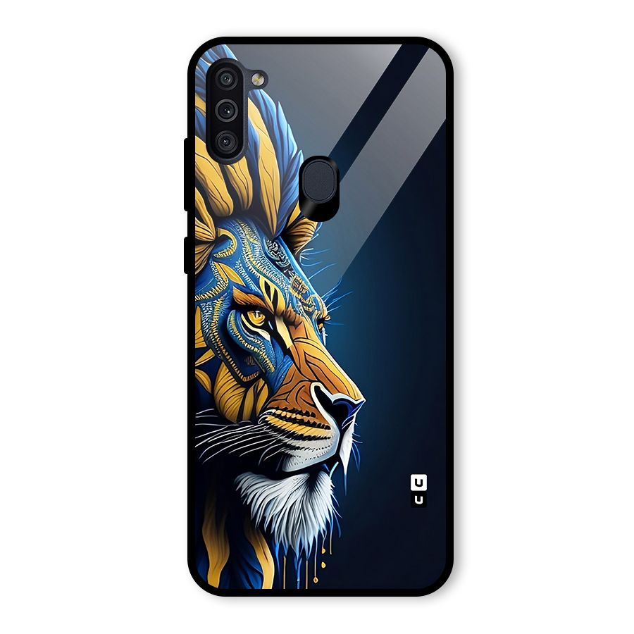 Premium Lion Abstract Side Art Glass Back Case for Galaxy M11