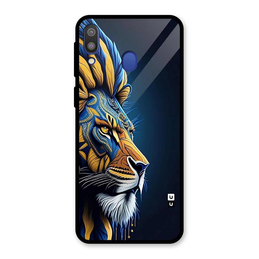 Premium Lion Abstract Side Art Glass Back Case for Galaxy M20