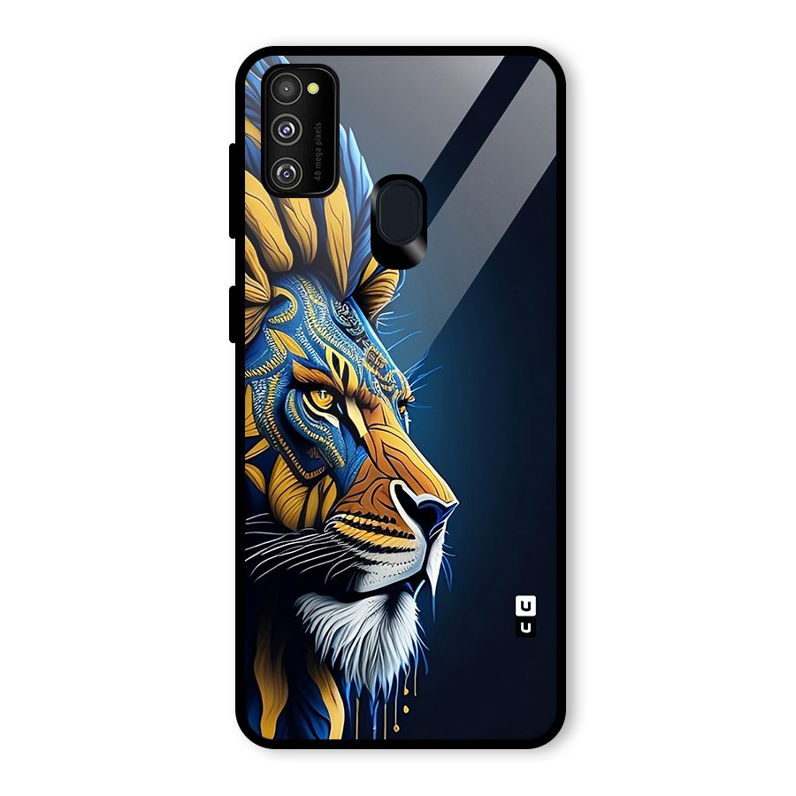 Premium Lion Abstract Side Art Glass Back Case for Galaxy M21
