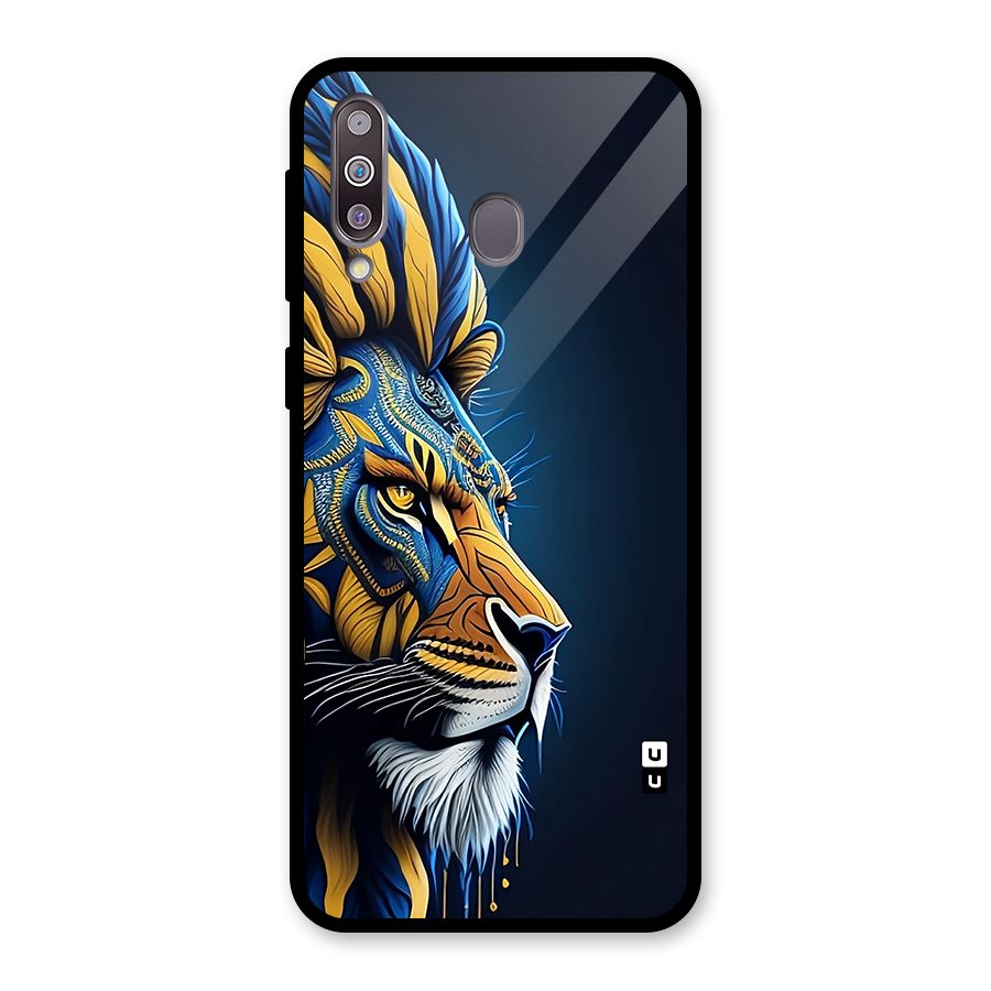 Premium Lion Abstract Side Art Glass Back Case for Galaxy M30