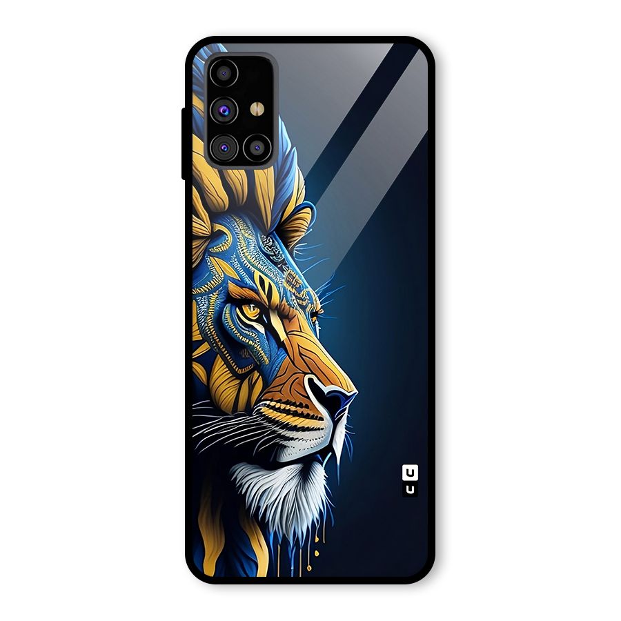 Premium Lion Abstract Side Art Glass Back Case for Galaxy M31s
