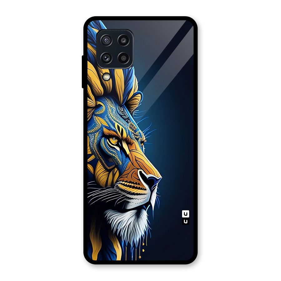 Premium Lion Abstract Side Art Glass Back Case for Galaxy M32