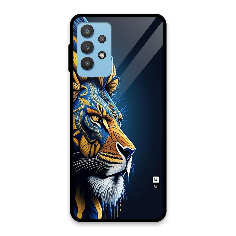 Premium Lion Abstract Side Art Glass Back Case for Galaxy M32 5G