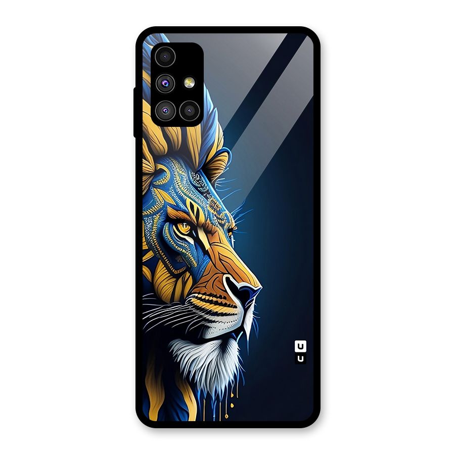 Premium Lion Abstract Side Art Glass Back Case for Galaxy M51