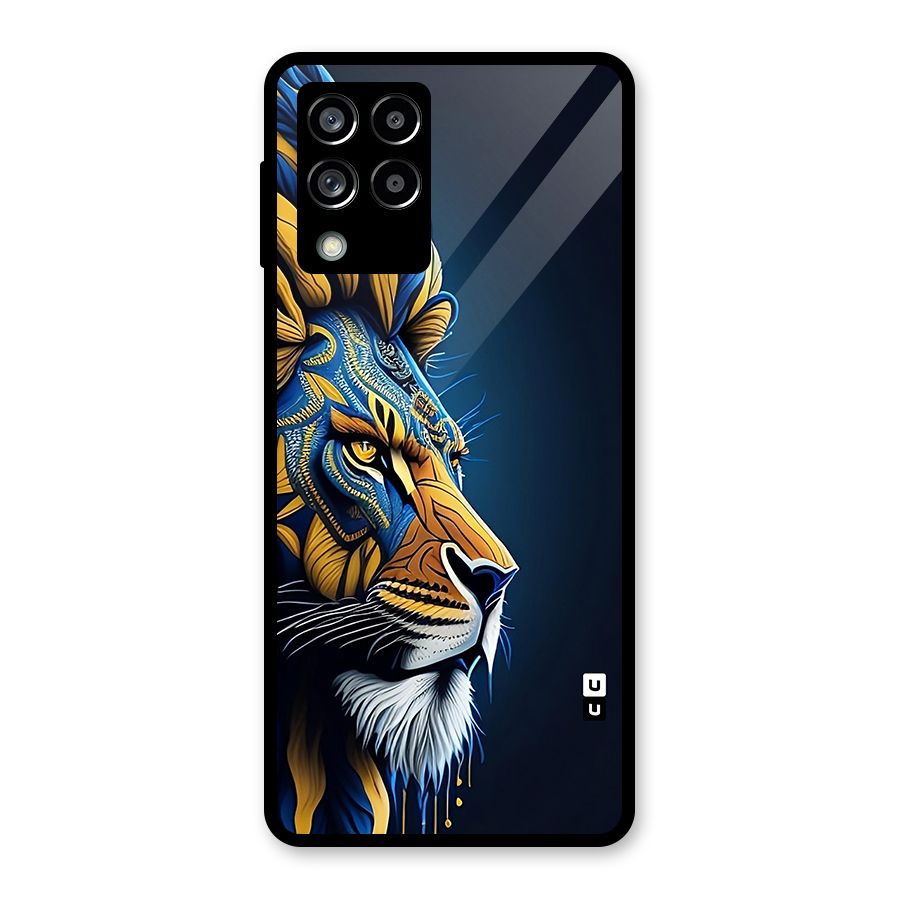 Premium Lion Abstract Side Art Glass Back Case for Galaxy M53 5G