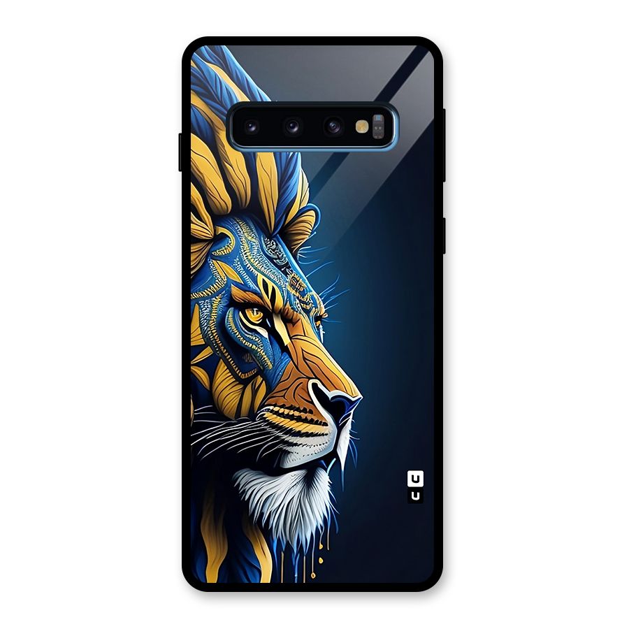 Premium Lion Abstract Side Art Glass Back Case for Galaxy S10