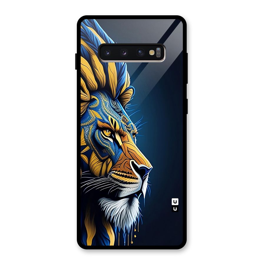 Premium Lion Abstract Side Art Glass Back Case for Galaxy S10 Plus