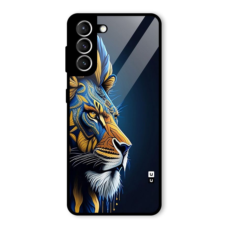 Premium Lion Abstract Side Art Glass Back Case for Galaxy S21 5G