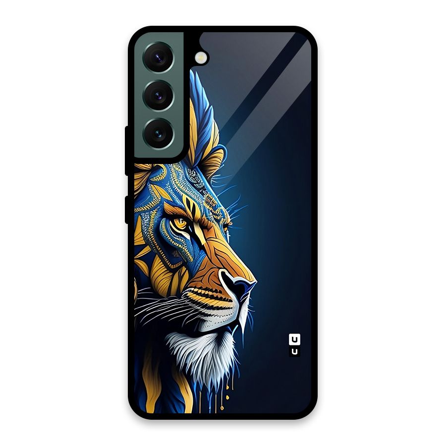 Premium Lion Abstract Side Art Glass Back Case for Galaxy S22 5G