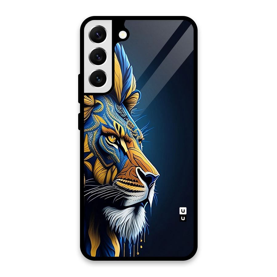 Premium Lion Abstract Side Art Glass Back Case for Galaxy S22 Plus 5G
