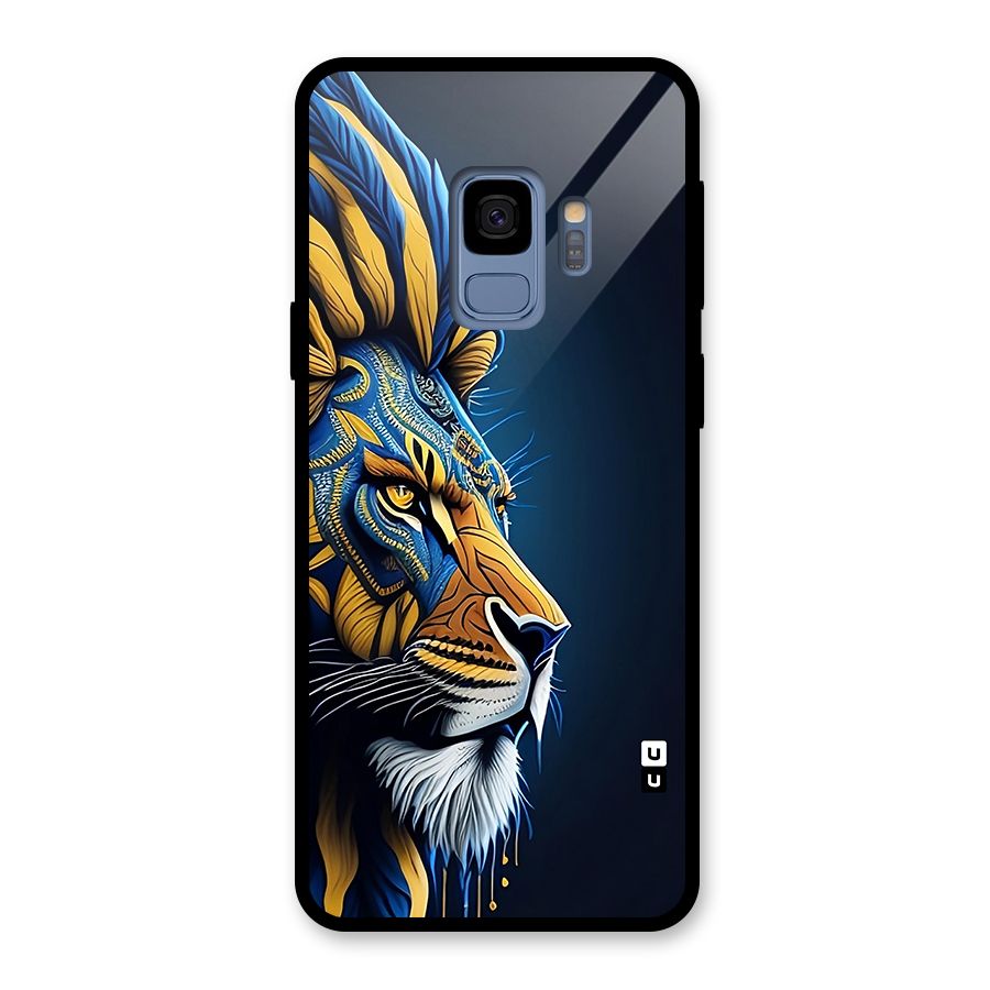 Premium Lion Abstract Side Art Glass Back Case for Galaxy S9