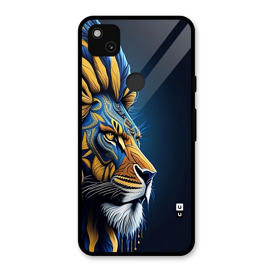 Premium Lion Abstract Side Art Glass Back Case for Google Pixel 4a