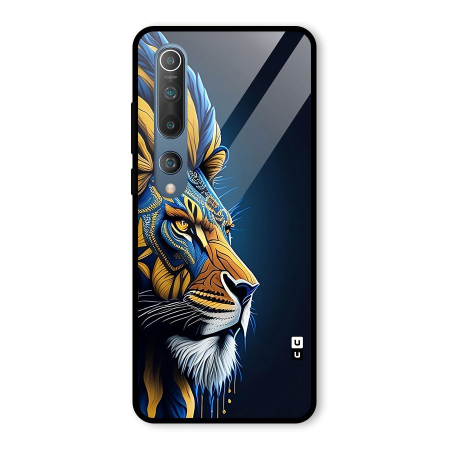 Premium Lion Abstract Side Art Glass Back Case for Mi 10