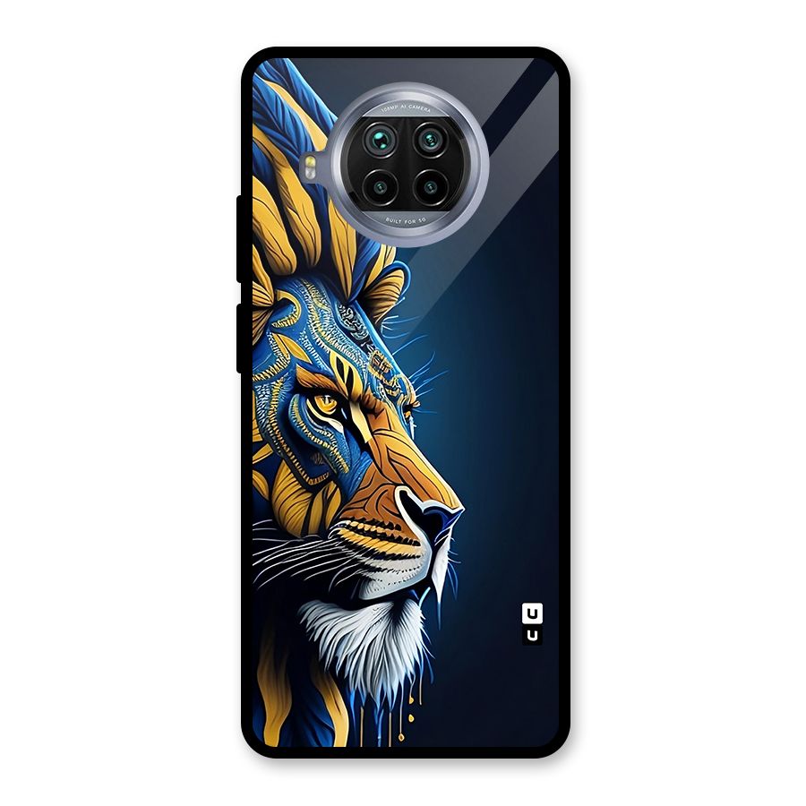 Premium Lion Abstract Side Art Glass Back Case for Mi 10i