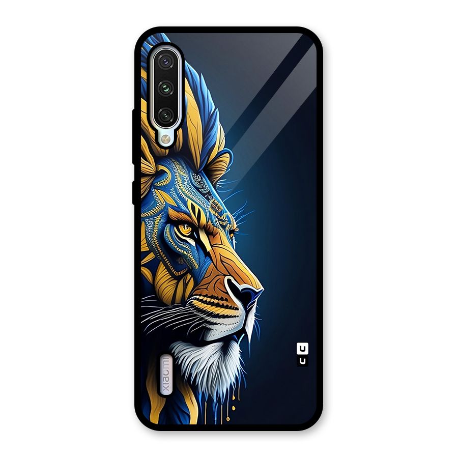 Premium Lion Abstract Side Art Glass Back Case for Mi A3