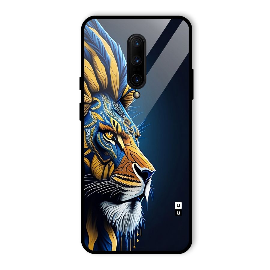 Premium Lion Abstract Side Art Glass Back Case for OnePlus 7 Pro