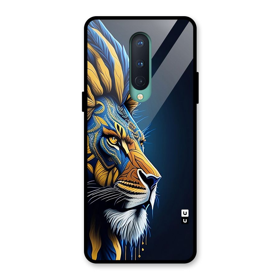 Premium Lion Abstract Side Art Glass Back Case for OnePlus 8