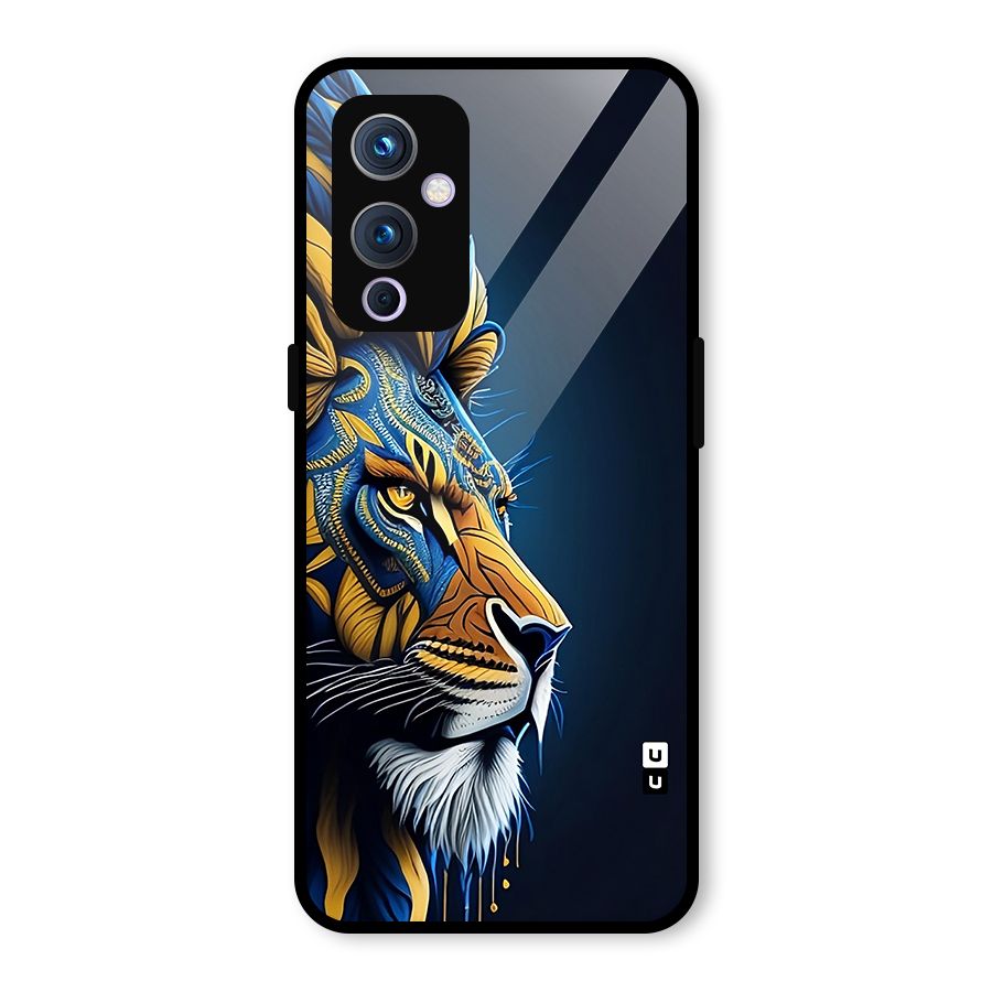Premium Lion Abstract Side Art Glass Back Case for OnePlus 9