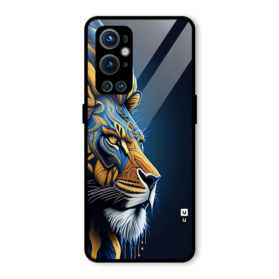 Premium Lion Abstract Side Art Glass Back Case for OnePlus 9 Pro