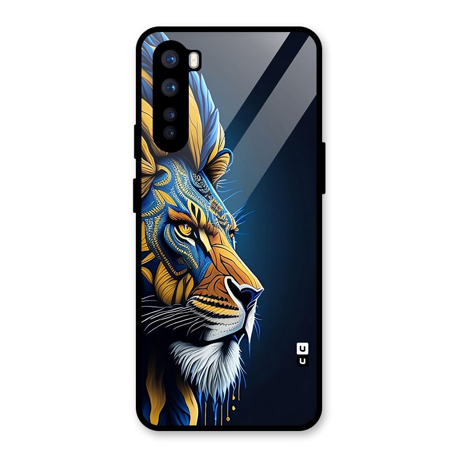Premium Lion Abstract Side Art Glass Back Case for OnePlus Nord