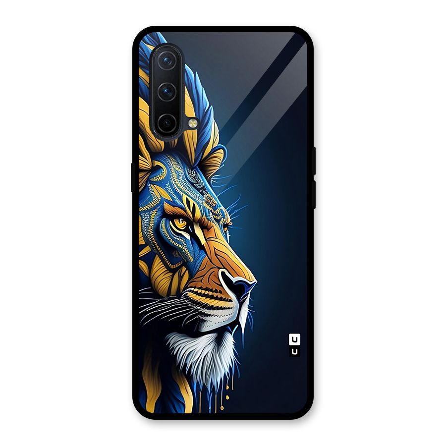 Premium Lion Abstract Side Art Glass Back Case for OnePlus Nord CE 5G