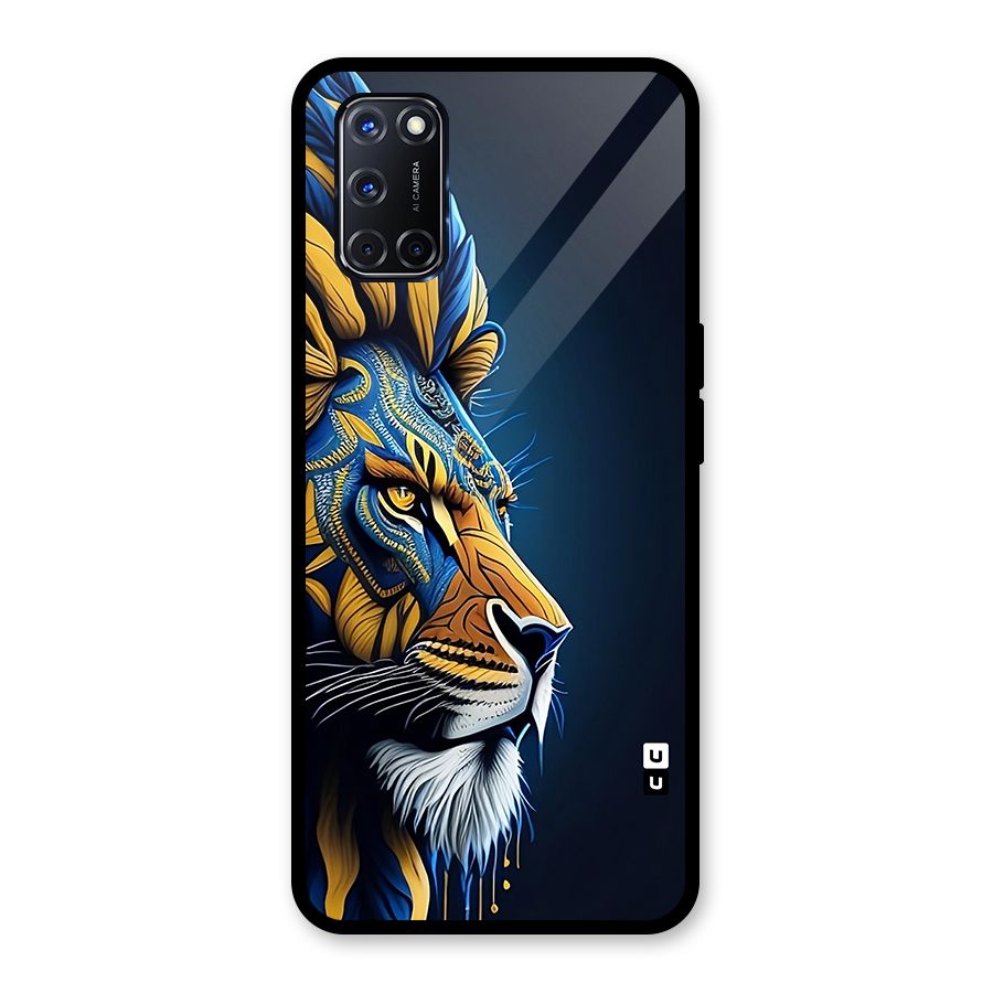 Premium Lion Abstract Side Art Glass Back Case for Oppo A52